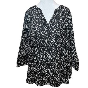 Chaus New York‎ XL Polka Dot Print Long Sleeve High Low Blouse Top Pristine Chic